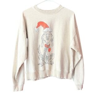 American Eagle Grinch Max Dog Christmas Sweatshirt Oatmeal Heather Small